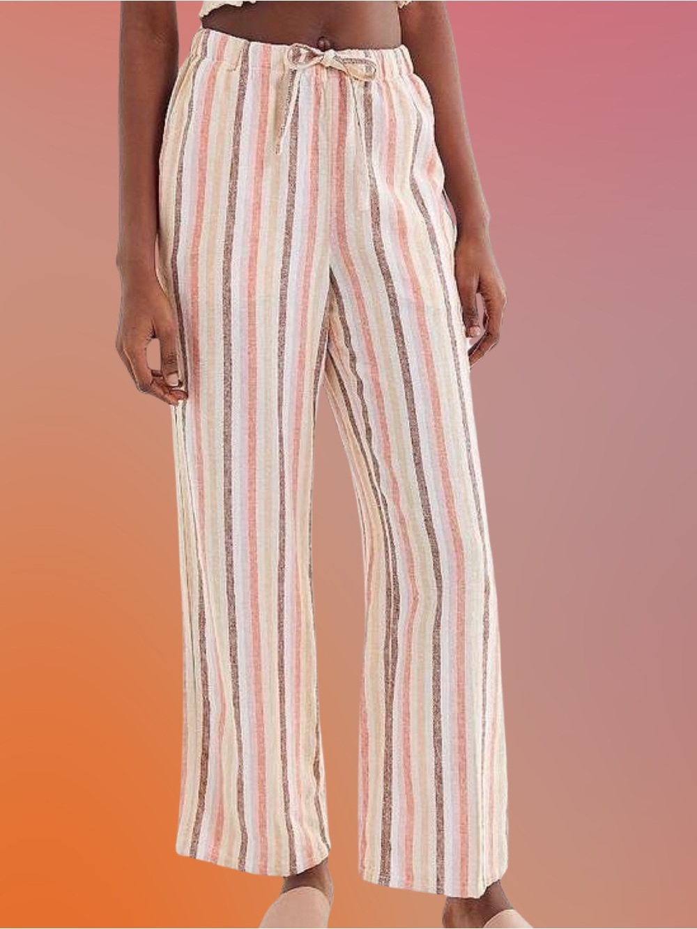 EUC 🍤 URBAN OUTFITTERS chance striped linen pull-on wide leg pants. XS